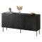 Credenza Nero un Ripiano 3 Vani 150.5x42x75h cm, 3 Ante - Stilo