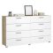 Credenza quercia e bianco lucida 140x40x82h cm 8 cassetti - Aligon