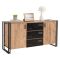 Credenza quercia e nera 160x45x80h cm 2 ante e 3 cassetti - Cimaron
