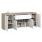 Credenza rovere e bianco lucida 197x48x83h cm 4 ante e 1 cassetto - Basile