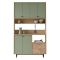Credenza Verde Marrone Rovere 2 Cassetti 4 Ripiani 120x36x205h cm, Apertura Battente, Scorrevole - Pianella