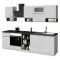 Cucina Bianco Lucido Grigio Ardesia Con cassetti, Elettrodomestici non inclusi, Modulabile Made in Italy - Attiko