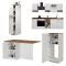 Cucina Bianco Lucido Marrone Rovere Modulabile Con cassetti, Elettrodomestici non inclusi, Made in Italy - Armend