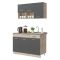 Cucina Nero Antracite Marrone Rovere Con cassetto, Elettrodomestici non inclusi, 6 Ante - Lanzo