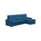 Divano in legno massello rivestito in tessuto blu 280x160x100h cm - Vigonovo