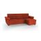 Divano Letto con Penisola Arancione Sfoderabile Contenitore 285x160 cm, Idrorepellente Trasformabile in Letto Made in Italy - Priverno
