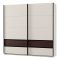 Guardaroba 2 Ante Bianco Crema Marrone Noce 2 Ripiani Appendiabiti 220x217h cm, Apertura Scorrevole - Vangvi
