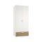Guardaroba 2 Ante Bianco Marrone Rovere un Cassetto 2 Ripiani 80x180h cm, Appendiabiti - Vacone