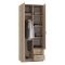 Guardaroba 2 Ante Marrone Rovere Bianco Appendiabiti 2 Cassetti 80x205h cm, 4 Ripiani - Cimena