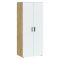 Guardaroba 2 Ante Marrone Rovere Bianco un Ripiano Appendiabiti 74x179h cm, Apertura Battente - Malvito