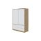 Guardaroba 2 Ante Marrone Rovere Nodi Bianco 4 Cassetti 2 Ripiani 140x200h cm, Appendiabiti - Ponna