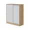 Guardaroba 2 Ante Marrone Rovere Nodi Bianco 4 Ripiani Apertura Scorrevole 100x119h cm, 6 Vani - Resana