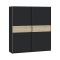 Guardaroba 2 Ante Nero Antracite Marrone Rovere 2 Ripiani Appendiabiti 200x204h cm, 2 Ante - Nalika