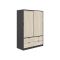 Guardaroba 2 Ante Nero Antracite Marrone Rovere 4 Cassetti 2 Ripiani 140x200h cm, Appendiabiti - Ponna