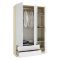 Guardaroba 3 Ante Bianco Marrone Rovere Appendiabiti 2 Cassetti 51x137 cm, 3 Ripiani - Mayos
