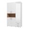 Guardaroba 3 Ante Bianco Marrone Rovere Nodi Appendiabiti 2 Cassetti 134.5x56 cm, 6 Ripiani - Pianezze