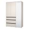Guardaroba 3 Ante Bianco Nero 4 Ripiani 3 Cassetti 138x55 cm, Appendiabiti - Ilbonoo