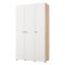 Guardaroba 3 Ante Bianco Opaco Marrone Rovere Nodi Appendiabiti 4 Ripiani 117x52 cm, 3 Ante - Ronco