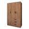 Guardaroba 3 Ante Marrone Rovere 3 Ripiani 3 Cassetti 90x47 cm, Appendiabiti - Valdengo