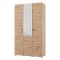 Guardaroba 3 Ante Marrone Rovere Nodi Bianco Appendiabiti un Cassetto 117x52 cm, 4 Ripiani - Serram