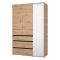 Guardaroba 3 Ante Marrone Rovere Nodi Nero Appendiabiti 3 Cassetti 138x55 cm, 4 Ripiani - Ilbonoo
