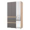 Guardaroba 3 Ante Nero Antracite Marrone Rovere Nodi Appendiabiti 3 Cassetti 117x52 cm, 4 Ripiani - Zuccare