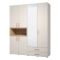 Guardaroba Grande Bianco Crema Marrone Rovere Nodi 2 Cassetti 4 Ripiani 179x226.5h cm, Appendiabiti - Merlino