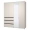 Guardaroba Grande Bianco Crema Nero 4 Ripiani 3 Cassetti 183x211h cm, Appendiabiti - Rifreddoo