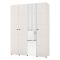 Guardaroba Grande Bianco Crema Nero Appendiabiti 4 Ripiani 155x208h cm, 6 Vani - Ifrane