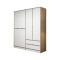 Guardaroba Grande Bianco Marrone Noce 5 Ripiani Appendiabiti 185x208h cm, 2 Cassetti - Odalys