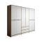 Guardaroba Grande Bianco Marrone Noce 5 Ripiani Appendiabiti 277x208h cm, 2 Cassetti - Gaspard