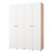 Guardaroba Grande Bianco Marrone Rovere Nodi 4 Ripiani 4 Ante 155x208h cm, 6 Vani - Soris