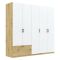 Guardaroba Grande Bianco Marrone Rovere Nodi 5 Ripiani Appendiabiti 225x210h cm, un Cassetto - Lezame