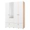 Guardaroba Grande Bianco Opaco Marrone Rovere Nodi 2 Ripiani 2 Cassetti 155x208h cm, Appendiabiti - Spigno