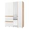 Guardaroba Grande Bianco Opaco Marrone Rovere Nodi 3 Cassetti 3 Ripiani 155x208h cm, Appendiabiti - Ushuaia