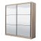 Guardaroba Grande Marrone Rovere Grigio Nero Appendiabiti 5 Ripiani 213x215.5h cm, Apertura Scorrevole - Godrano