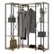 Guardaroba Grande Marrone Rovere Nero 5 Ripiani Appendiabiti 130x167h cm, Cassetti - Hollis