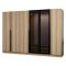Guardaroba Grande Marrone Rovere Nero Fume Appendiabiti 10 Ripiani 270x210h cm, 6 Ante - Roviano