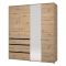 Guardaroba Grande Marrone Rovere Nodi Nero 4 Ripiani 3 Cassetti 183x211h cm, Appendiabiti - Rifreddoo