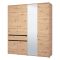 Guardaroba Grande Marrone Rovere Nodi Nero 4 Ripiani un Cassetto 182.5x210.5h cm, Appendiabiti - Rifreddo