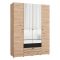 Guardaroba Grande Marrone Rovere Nodi Nero 7 Ripiani 2 Cassetti 155x208h cm, Appendiabiti - Watamu