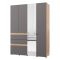 Guardaroba Grande Nero Antracite Marrone 3 Ripiani 3 Cassetti 155x208h cm, Appendiabiti - Ushuaia