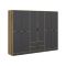 Guardaroba Grande Nero Antracite Marrone Noce 5 Ripiani Appendiabiti 277x208h cm, 2 Cassetti - Gaspard