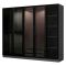 Guardaroba Grande Nero Antracite Nero Fume Appendiabiti 6 Ripiani 225x210h cm, 5 Ante - Sinibalda