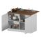 Isola cucina compatta per piccoli spazi 125x90x90h cm bianca lucida e rovere - Analiza