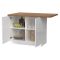 Isola da Cucina Bianco Lucido Marrone Noce 2 Ripiani 4 Vani 130x80x90h cm, 2 Ante Made in Italy - Miha