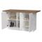 Isola da Cucina Bianco Lucido Marrone Noce 3 Ripiani 6 Vani 160x80x90h cm, 3 Ante Made in Italy - Migani