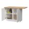 Isola da Cucina Bianco Lucido Marrone Rovere 2 Ripiani 4 Vani 130x80x90h cm, 2 Ante Made in Italy - Miha
