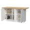 Isola da Cucina Bianco Lucido Marrone Rovere 3 Ripiani 6 Vani 160x80x90h cm, 3 Ante Made in Italy - Migani