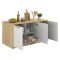 Isola da Cucina Marrone Rovere Bianco Lucido 2 Ripiani 4 Vani 170x80x90h cm, 3 Ante Made in Italy - Mapalesi